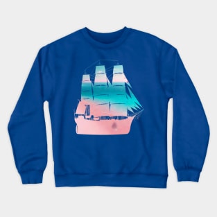 Bahamas beach silhouetted by a sailing ship Crewneck Sweatshirt